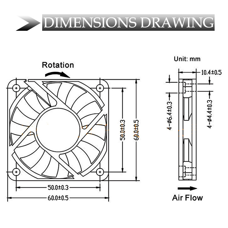 Вентилятор GDSTIME GDA6010S12N - Dimension Drawing