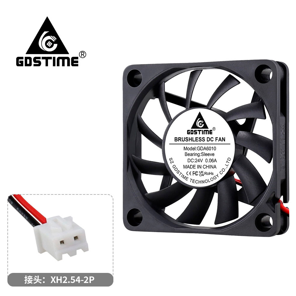 Вентилятор GDSTIME GDA6010 24V 0.06A 3500rpm, безщітковий, Sleeve, XH2.54-2pin, для 3Д-принтера та верстатів ЧПК, фото 1