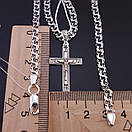 Срібна цепочка Бісмарк з хрестиком із золотою пластиною. Чорнений ланцюжок 55 см, фото 5