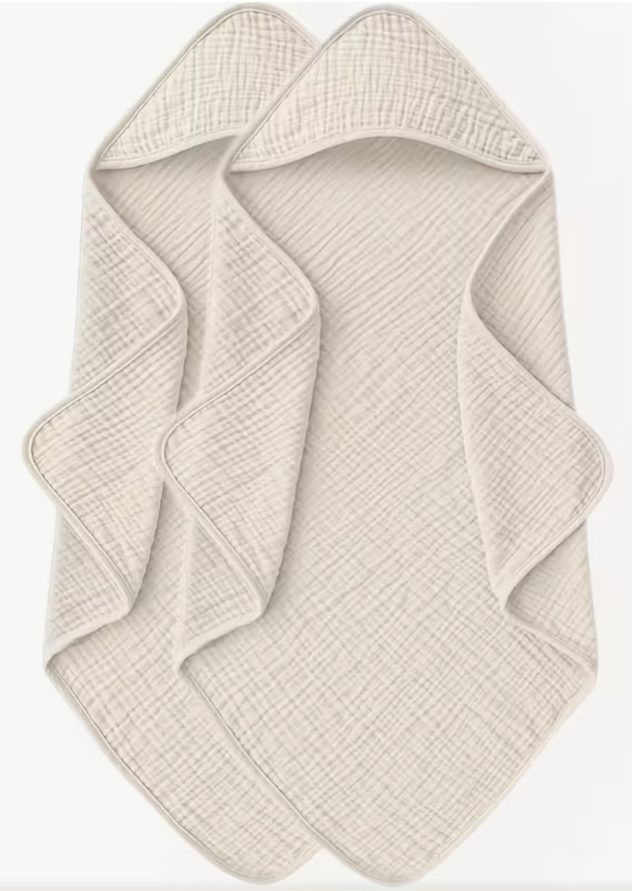 Дитячий мусліновий рушник з капюшоном, 100% бавовна, 76×76 см, 1шт, фото 1