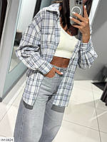 Сорочка жіноча модна стильна в карту вільного фасону з котону натуральна розмір 42-46 арт 176