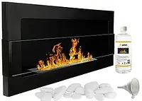 Біокамін GMT 900х400х120 BLACK MAT + СКЛО Декоративні каміни Підлоговий камін Біокаміни для квартири