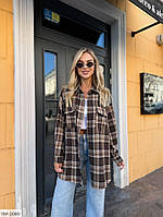 Сорочка жіноча прогулянкова стильна модна молодіжна зручна картата вільний фасон оверсайз арт 2334