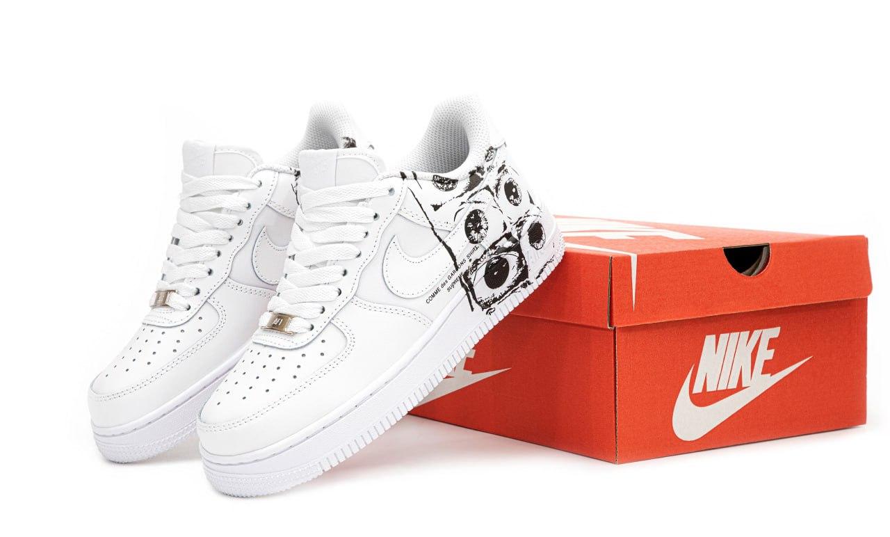 Жіночі білі Кросівки Nike Air Force 1 х Comme des Garçons Supreme, фото 1