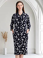 Якістний велюровий халат на блискавці, рукав 3/4 Великого Розміру 58-66