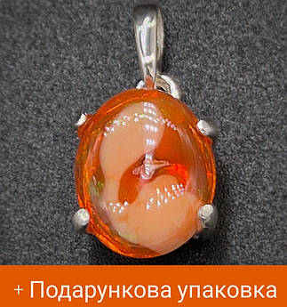 Кулон срібний жіночий ручної роботи з природним каменем мексиканським вогненним опалом