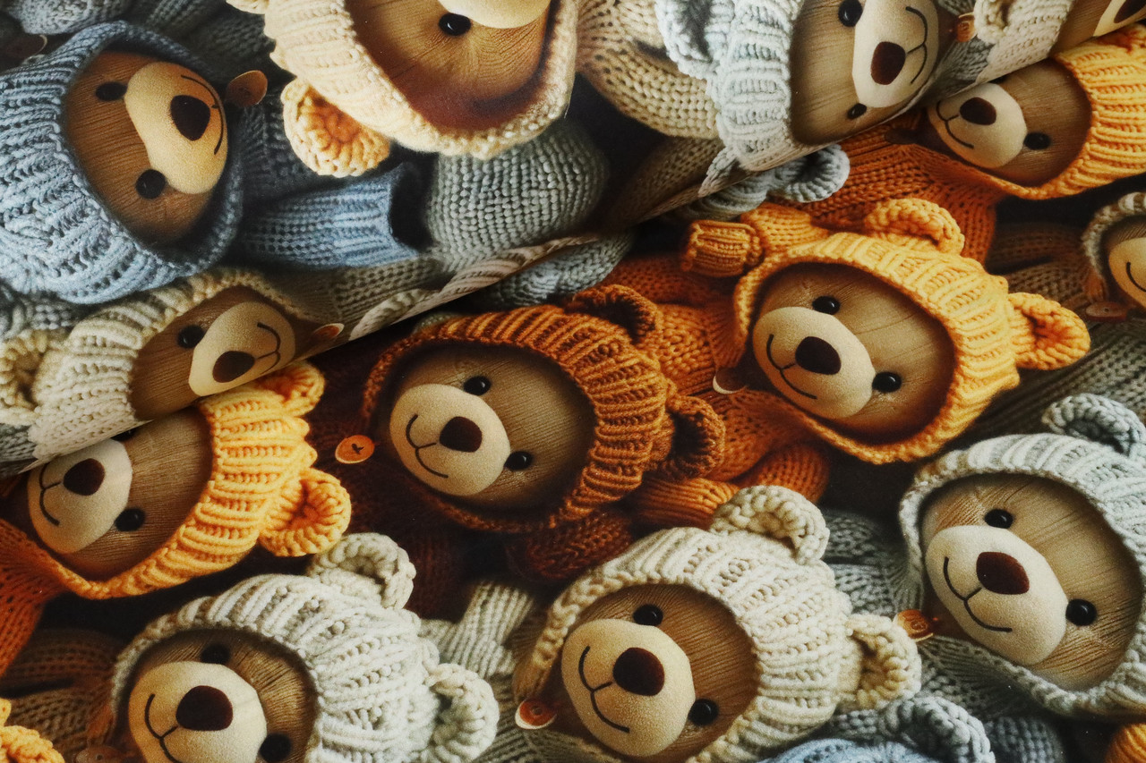 Ранфорс 240 см Ведмедики в капішонах 5D