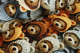 Ранфорс 240 см Ведмедики в капішонах 5D