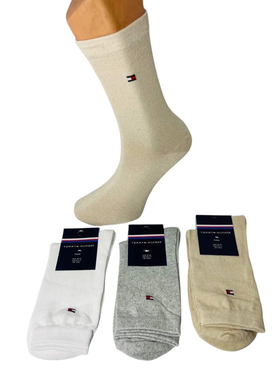Шкарпетки чоловічі 12 пар демісезонні спортивні високі з бавовни Tommy_Hilfiger розмір 43-46 світлий мікс кольорів