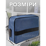 Дорожній органайзер/сумка/тревел-кейс А4 — 37х27х11 см із кодовим замком синій STANDARD, фото 5