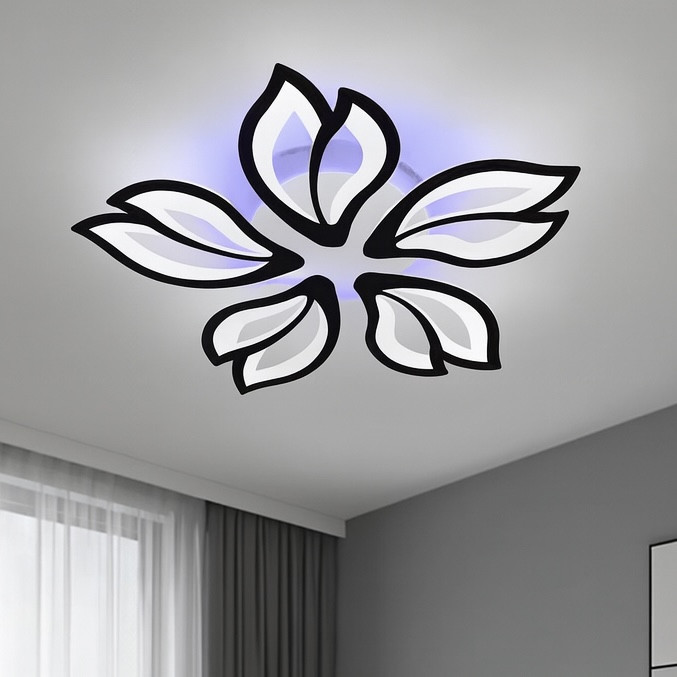 Чорна стельова Led-люстра до 18 м² з пультом керування (8165/5BK LED 3color dimme), фото 1