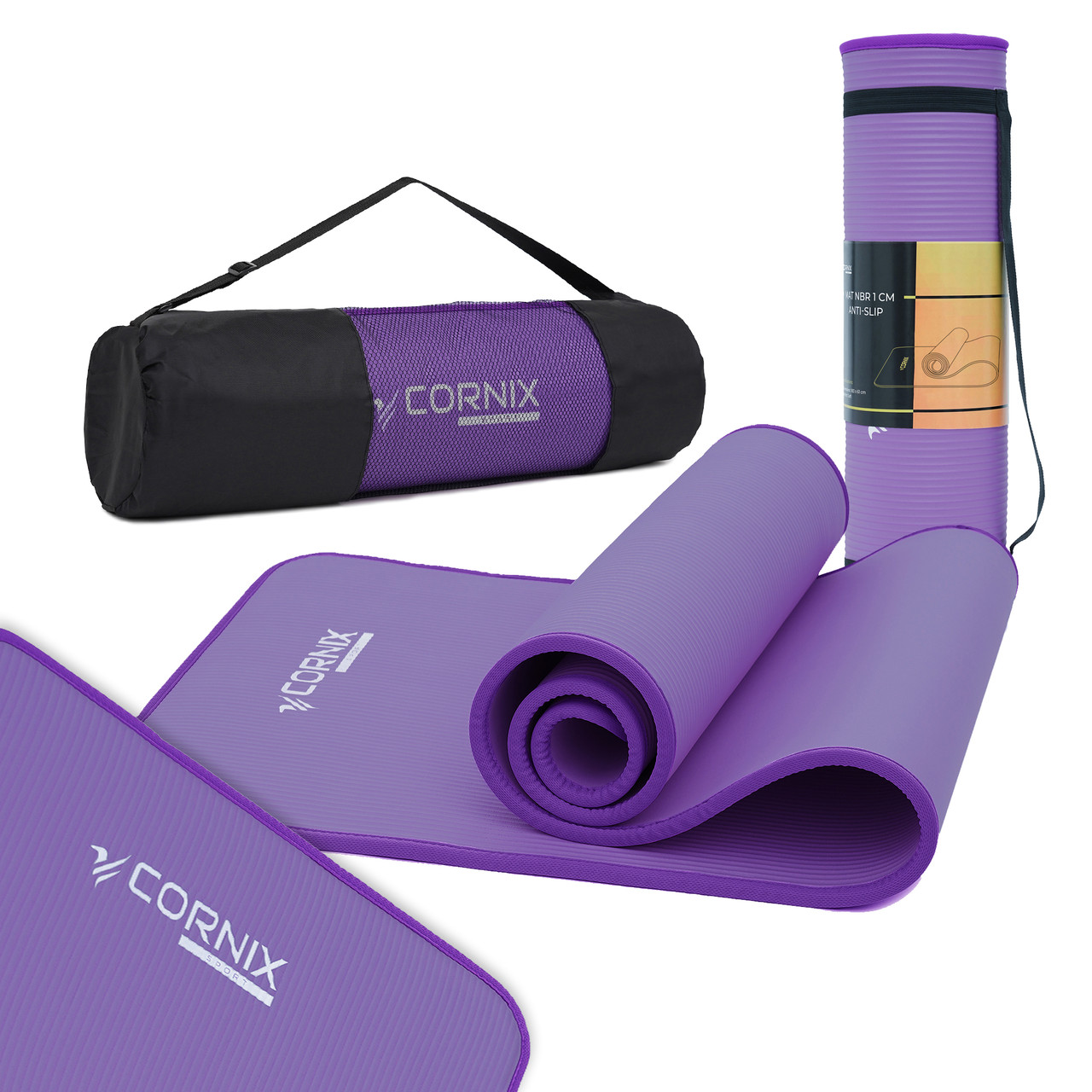 Килимок спортивний Cornix NBR 183 x 61 x 1 см для йоги та фітнесу XR-0093 Purple/Purple Poland
