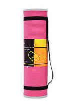 Килимок спортивний Cornix NBR 183 x 61 x 1 см для йоги та фітнесу XR-0095 Pink/Grey Poland, фото 3