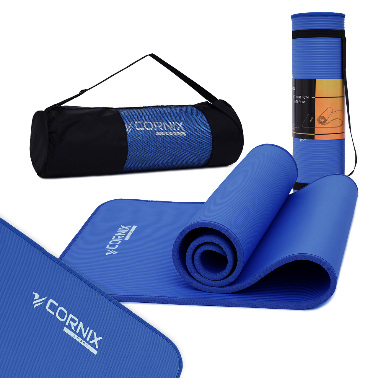 Килимок спортивний Cornix NBR 183 x 61 x 1 см для йоги та фітнесу XR-0096 Blue/Blue Poland