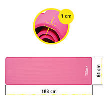 Килимок спортивний Cornix NBR 183 x 61 x 1 см для йоги та фітнесу XR-0097 Pink/Pink Poland, фото 5