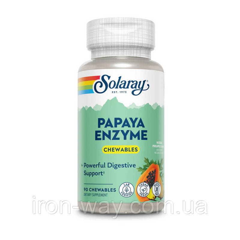 Solaray Papaya Enzyme Chewables (90 chewables, pineapple), фото 1