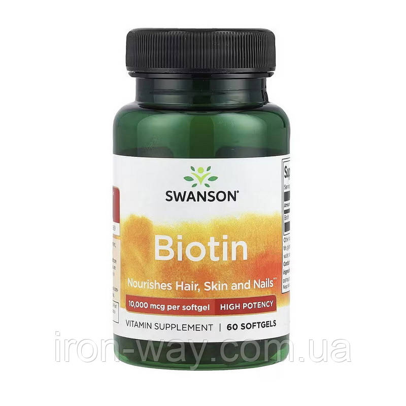 Swanson Biotin 10,000 mcg (60 sgels), фото 1