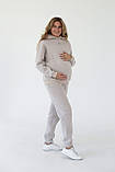 Бежеве худі для вагтіних та годуючих утеплене з капюшоном M, фото 3