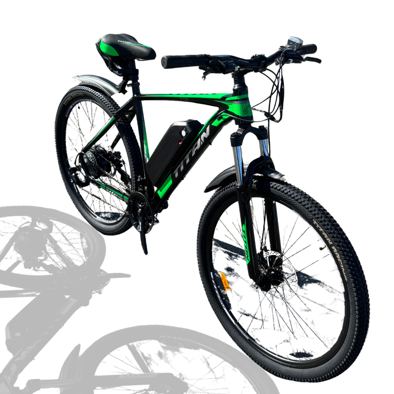 Велосипед з Е-комплектом 29" FOX 2025 Рама-20" black-green 500w 48v 17.5 ah/ до 65 км+індикаторна ручка