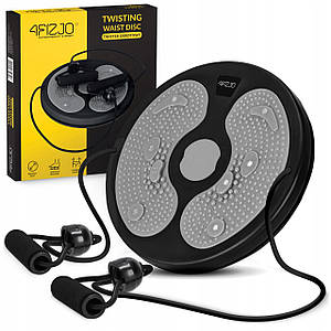 Диск здоров'я для талії 4FIZJO Mini Twister з еспандерами Black/Grey (P-5905973402149)