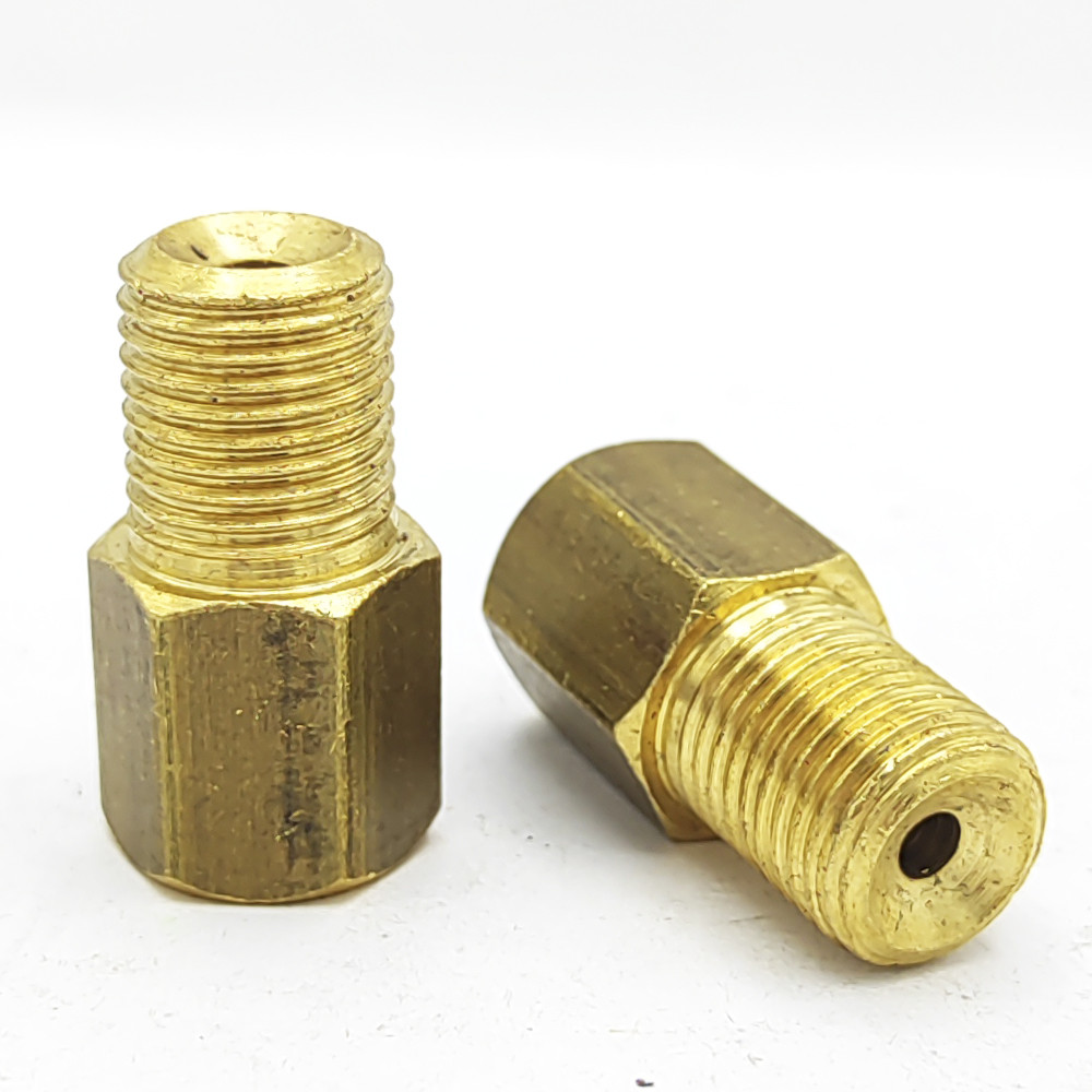 Різьбовий перехідник для гальмівних трубок з різьбою (внутріш. М12x1 мм-зовніш. М12x1.25 мм. Латунь) - В121-Н122л, фото 1