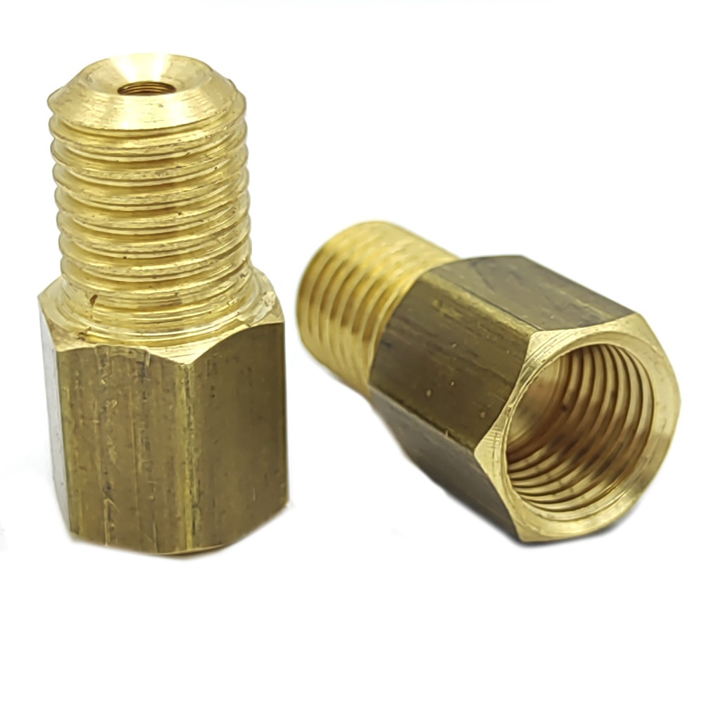 Різьбовий перехідник для гальмівних трубок з різьбою (внутріш. М12x1.25 мм-зовніш. М12x1.5 мм. Латунь) - В122-Н123л, фото 1