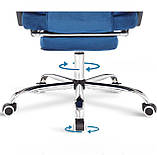 Офісне крісло велюр синій, з масажем і підніжкою, до 150 кг, ергономічне, спинка 90–155°, фото 8