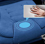 Офісне крісло велюр синій, з масажем і підніжкою, до 150 кг, ергономічне, спинка 90–155°, фото 9