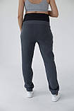 Утеплені спортивні штани для вагітних з начосом графітові M, фото 3