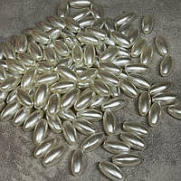 Акрилові намистини "Рис", розмір 12*6 мм, айворі, арт 018992, упаковка ≈25 грам (115-120 шт), айворі