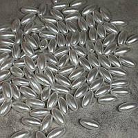 Акрилові намистини "Рис", розмір 12*6 мм, білий, арт 018993, упаковка ≈25 грам (115-120 шт), Білий