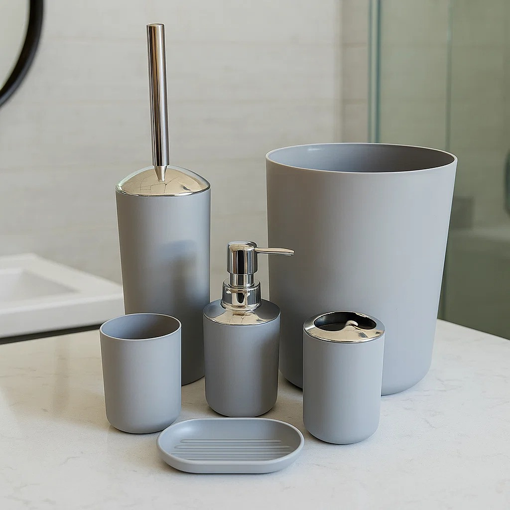 Набір аксесуарів для ванної Bathlux люкс якості , 6 предметів Сірий, фото 1