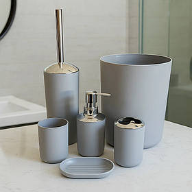 Набір аксесуарів для ванної Bathlux люкс якості , 6 предметів Сірий