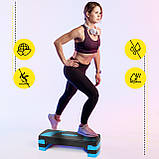 Степ-платформа 3-ступінчаста Cornix 78 х 29 х 10-20 см XR-0186 Black/Blue, фото 10