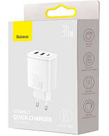 МЗП Baseus Compact Quick Charger 2U+C 30W EU White CCXJ-E02