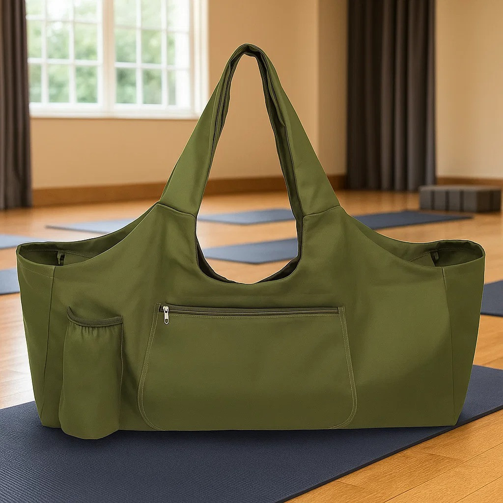 Сумка для йоги спортивная, йога-сумка наплечная для коврика и спортивной формы для тренировок и спорта,зелёная, фото 1