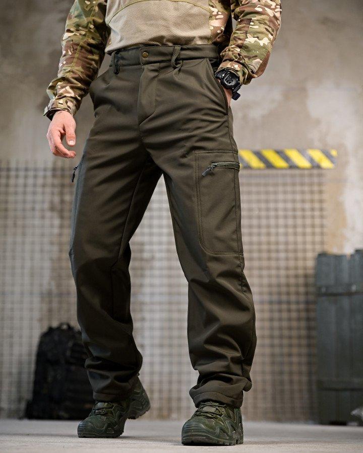 Штани SoftShell oliva з гумкою ВТ7618, фото 1