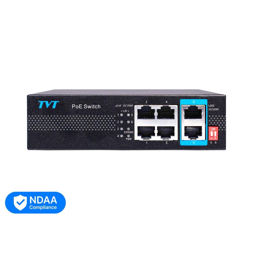PoE-комутатор 6-портовий TVT TD-B2204S1-PEU з 4 портами PoE (77-00385)
