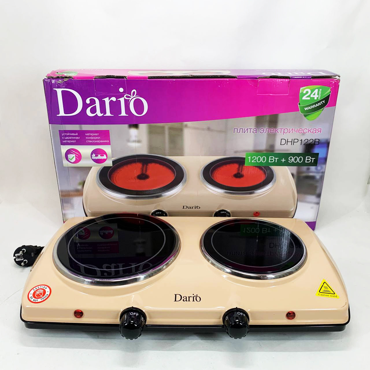 Надійна кухонна плита DARIO DHP122B 2100 Вт, Портативна переносна плита, Побутова електроплитка IZ-10 - фото 1 - id-p2701173587