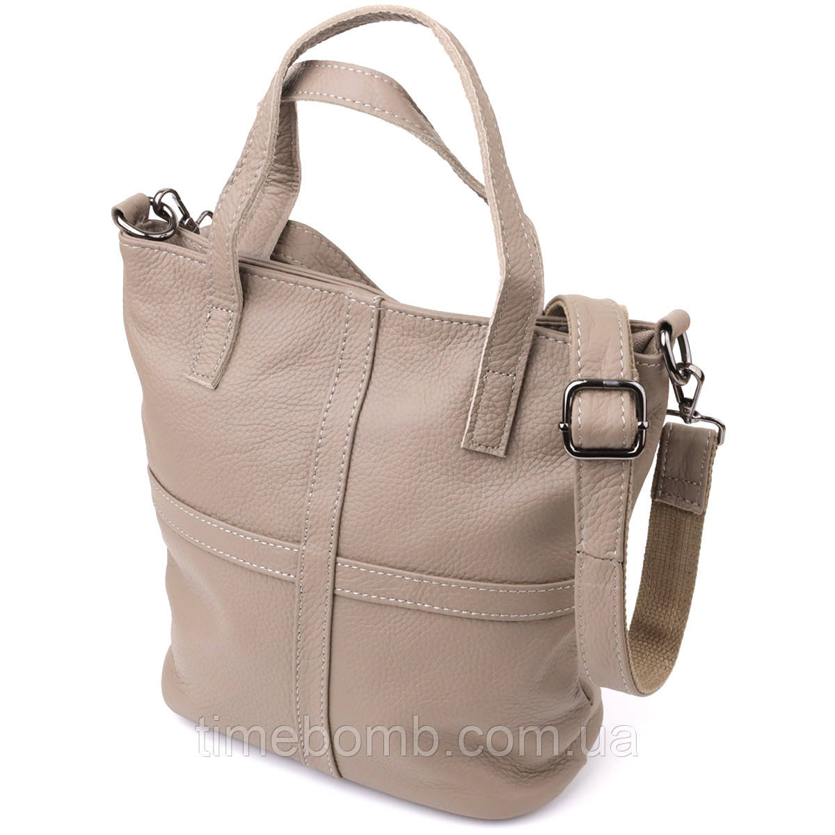 Сумка жіноча з ручками з натуральної шкіри Vintage 22996 Сірий