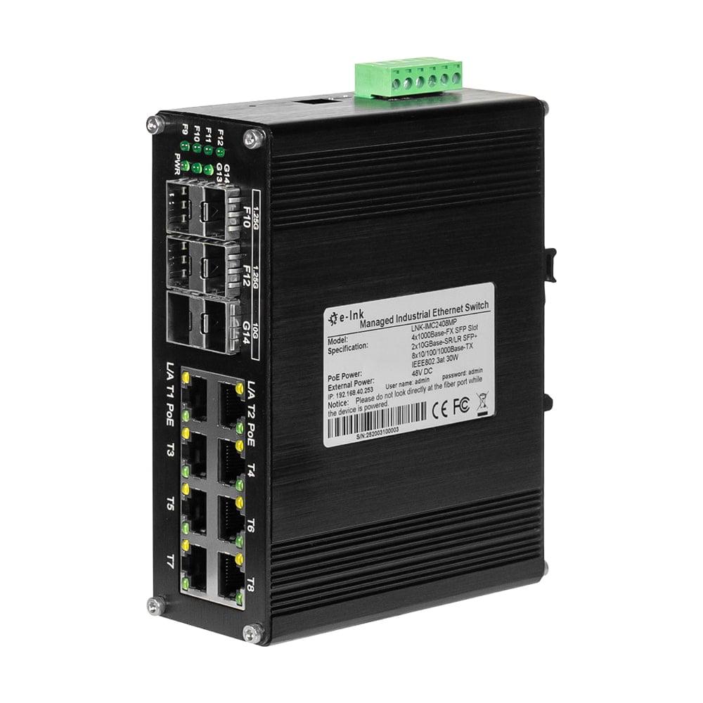 PoE-комутатор 14-портовий керований L2+ E-LINK ETH-IMC2408MP гігабітний з 8 портами PoE, 240W (73-00150)