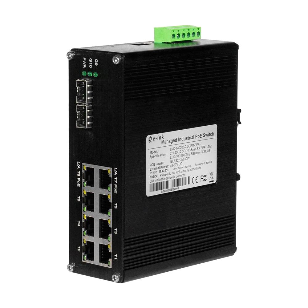 PoE-комутатор 10-портовий керований L2+ E-LINK LNK-IMC208-2.5GPM-SFP+ 2.5G з 8 портами PoE, 240W (73-00139)