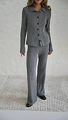 Трикотажний жіночий костюм укорочений кардиган і прямі штани Dof6168