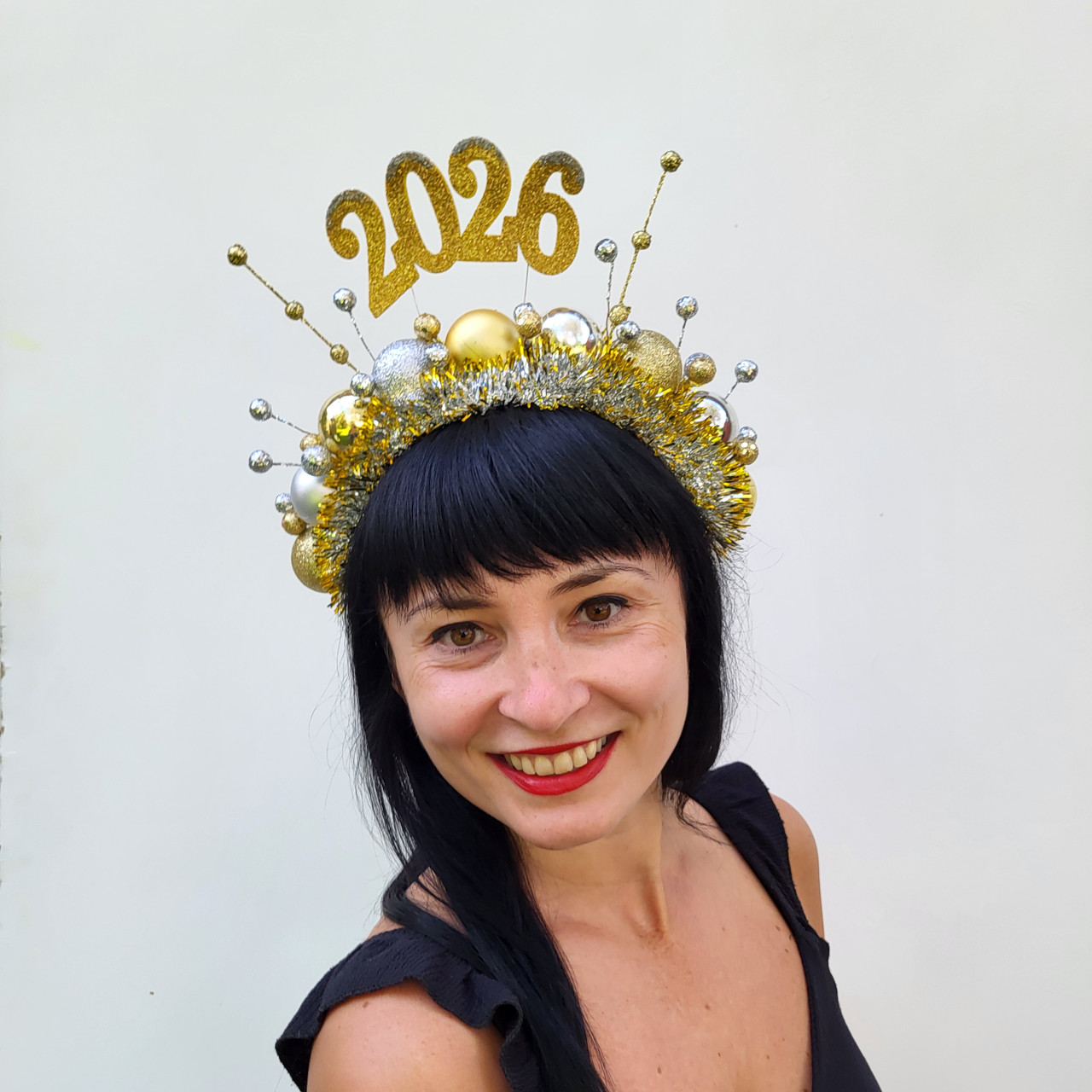 Обруч для зустрічі 2026 року, для вечірки та фотосесії з новорічними кульками, фото 1