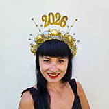Обруч для зустрічі 2026 року, для вечірки та фотосесії з новорічними кульками, фото 5
