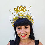 Обруч для зустрічі 2026 року, для вечірки та фотосесії з новорічними кульками, фото 6