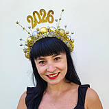 Обруч для зустрічі 2026 року, для вечірки та фотосесії з новорічними кульками, фото 10