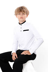 Джемпер для хлопчика білий комір стійка з довгим рукавом