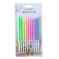 Свічки для торта "Неонові" довгі мікс 10 шт