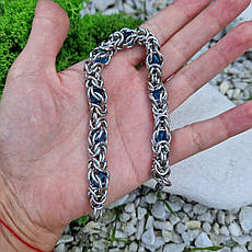 Браслет 22 см*10 мм з синім камінням | Браслет із нержавіючої сталі Stainless Steel, фото 3